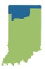 Indiana map with north region highlighted